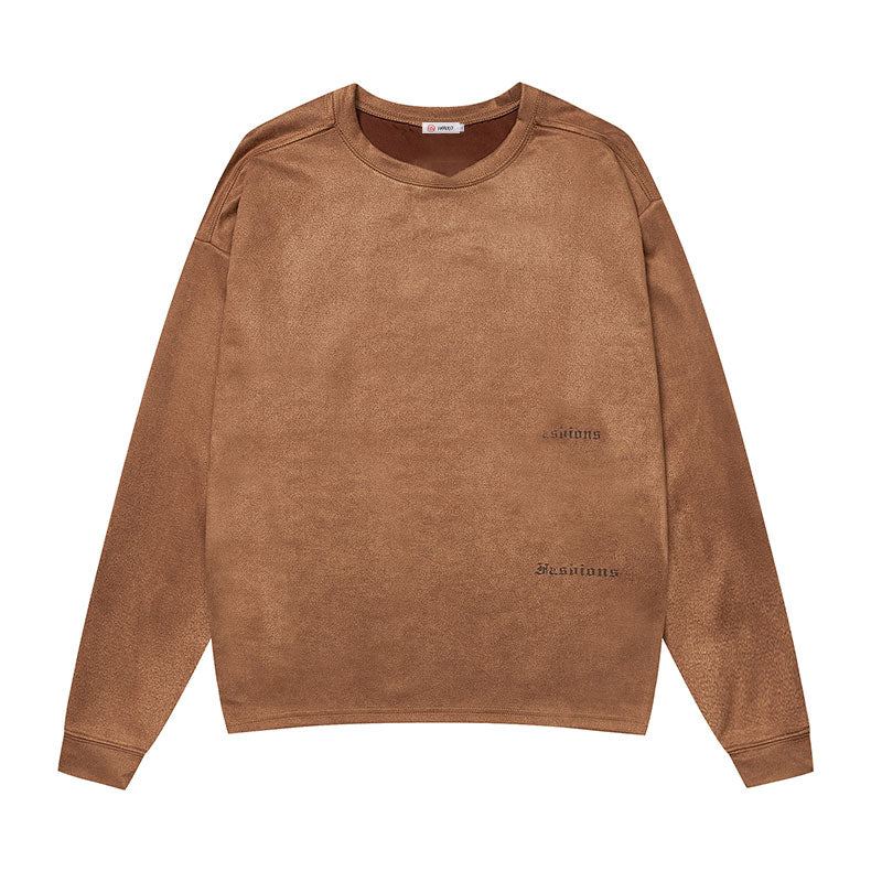 #MS-9806# American retro suede sweatshirt long-sleeved T-shirt