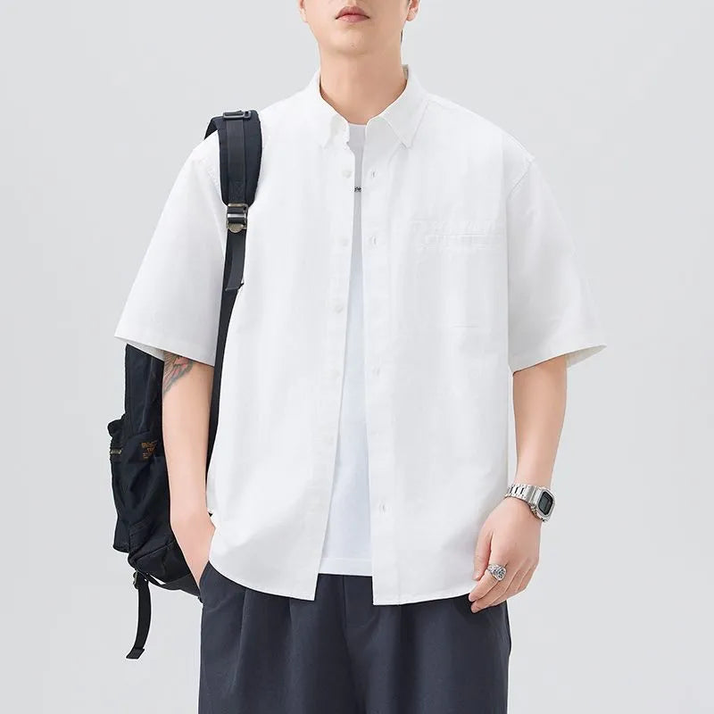 #A129-T228# Japanese workwear short-sleeved shirt