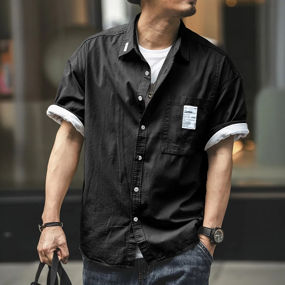 #Q1-6030-ST# Japanese workwear short-sleeved shirt