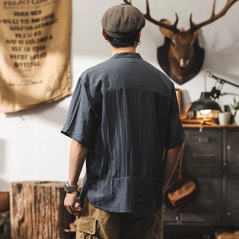 #A129-T234# Japanese workwear short-sleeved shirt