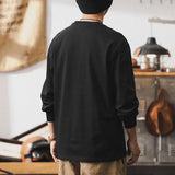 #MKQS-5012-ST# American retro long-sleeved T-shirt with contrasting colors