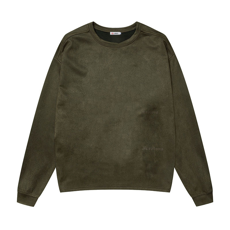 #MS-9806# American retro suede sweatshirt long-sleeved T-shirt