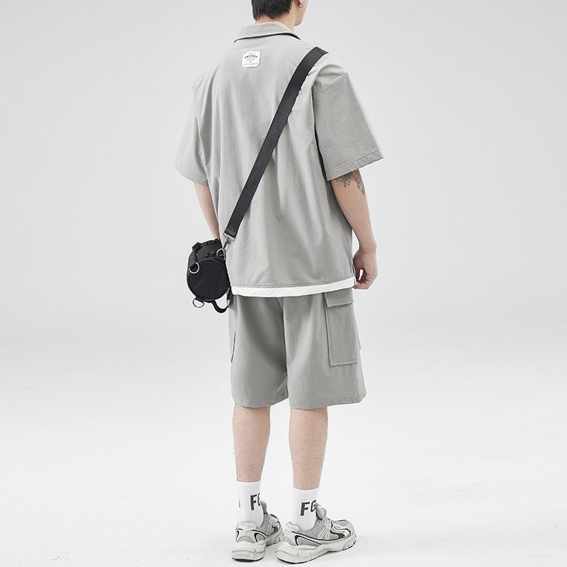 #LX-Z843# Japanese trendy short-sleeved shirt
