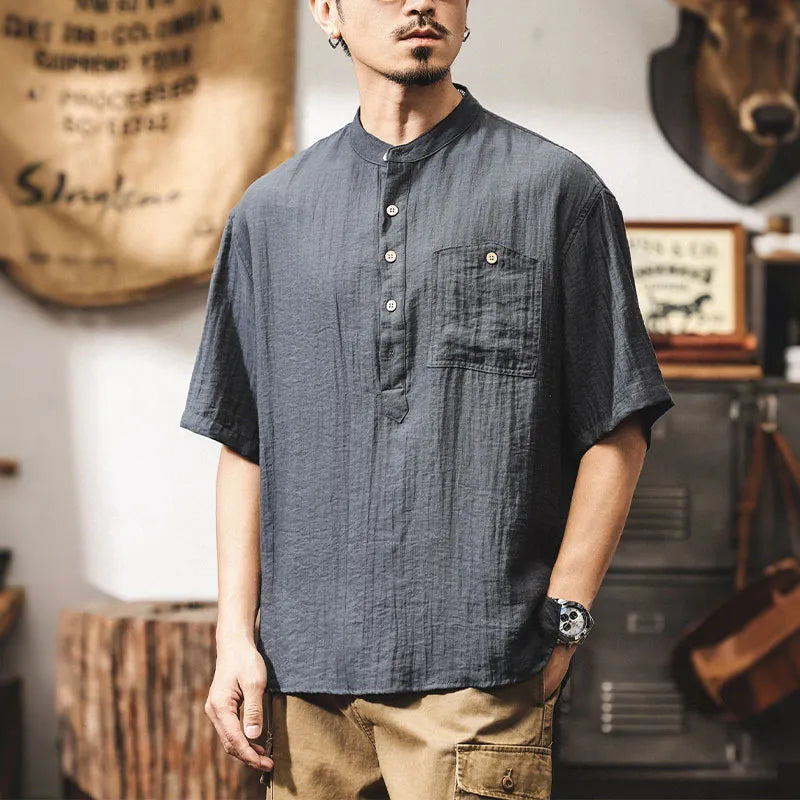 #A129-T234# Japanese workwear short-sleeved shirt