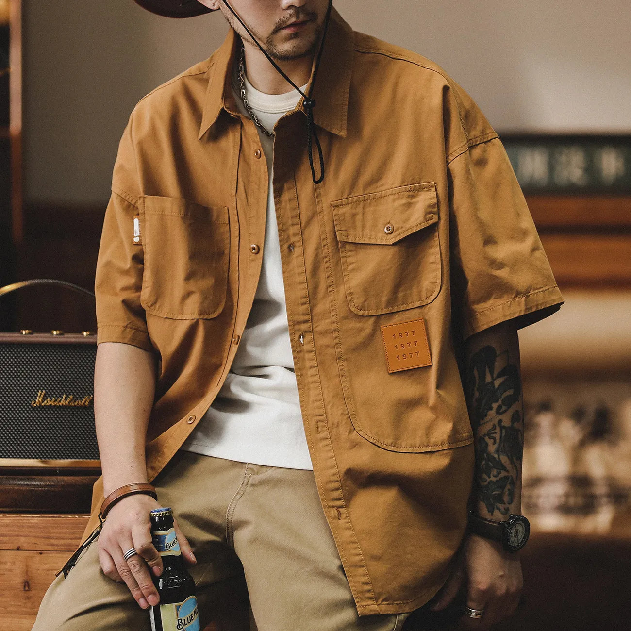 #CO8000-5122-ST# Japanese workwear short-sleeved shirt