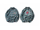 False Perception Rolling Stones Distressed Plaid Flannel