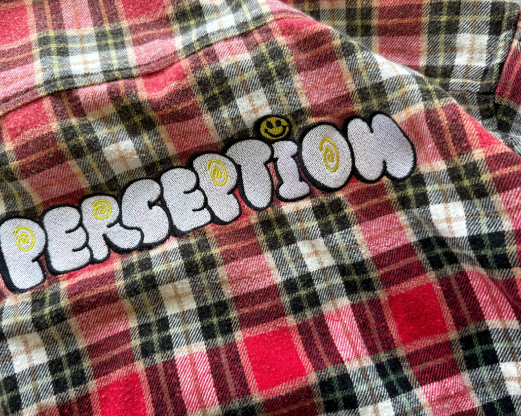False Perception Angle Inside Green Plaid Flannel
