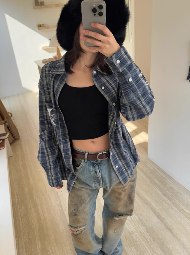 False Perception Iron Cross Embroidered Flannel
