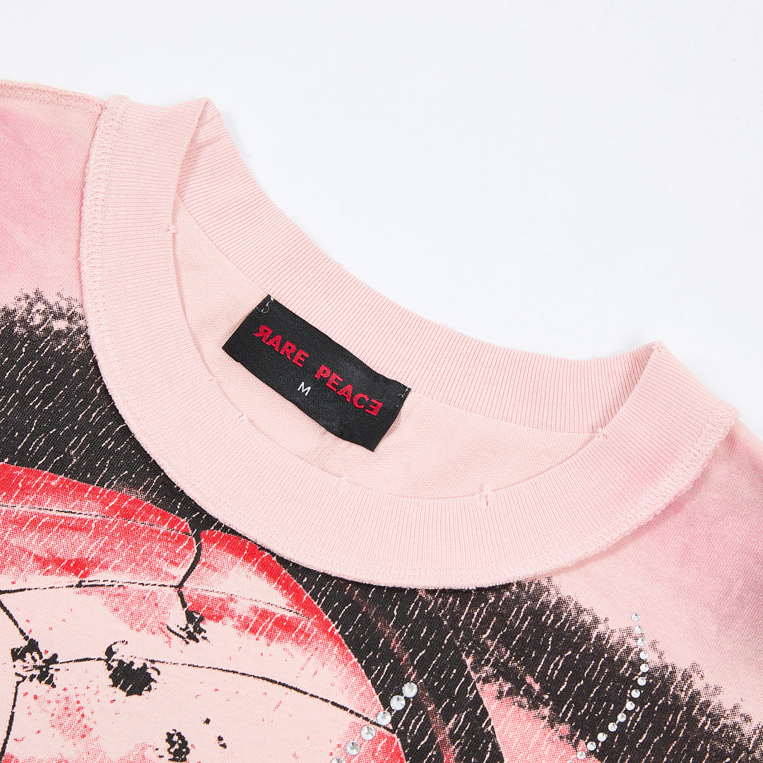 Rare Peace No Longer Human Welcome to the Dark One 2.0 Skull Gas Mask Graphic Tee - Pink