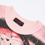 Rare Peace No Longer Human Welcome to the Dark One 2.0 Skull Gas Mask Graphic Tee - Pink