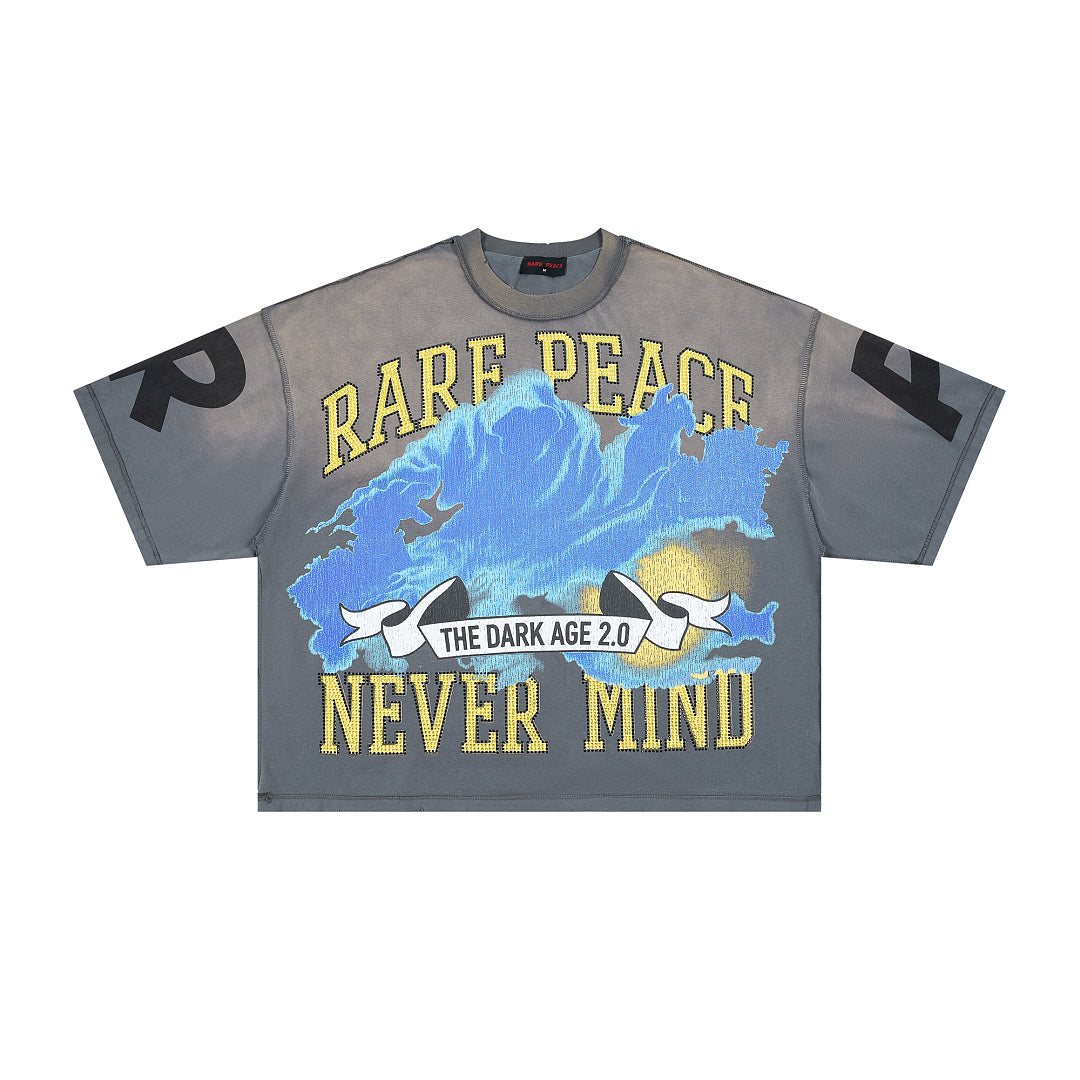 Rare Peace Never Mind The Dark Age 2.0 SOS The End of an Era Crop Tee - Cream