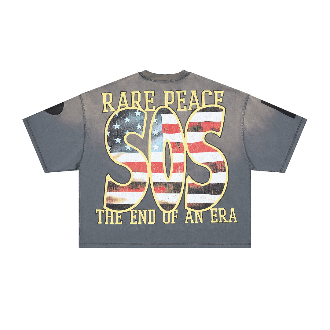 Rare Peace Never Mind The Dark Age 2.0 SOS The End of an Era Crop Tee - Cream