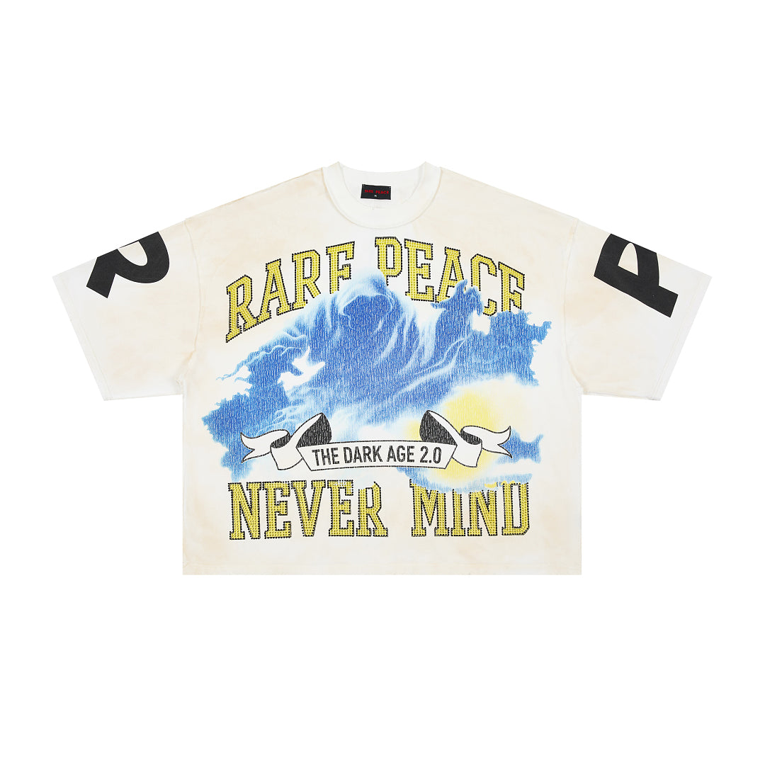 Rare Peace Never Mind The Dark Age 2.0 SOS The End of an Era Crop Tee - Cream
