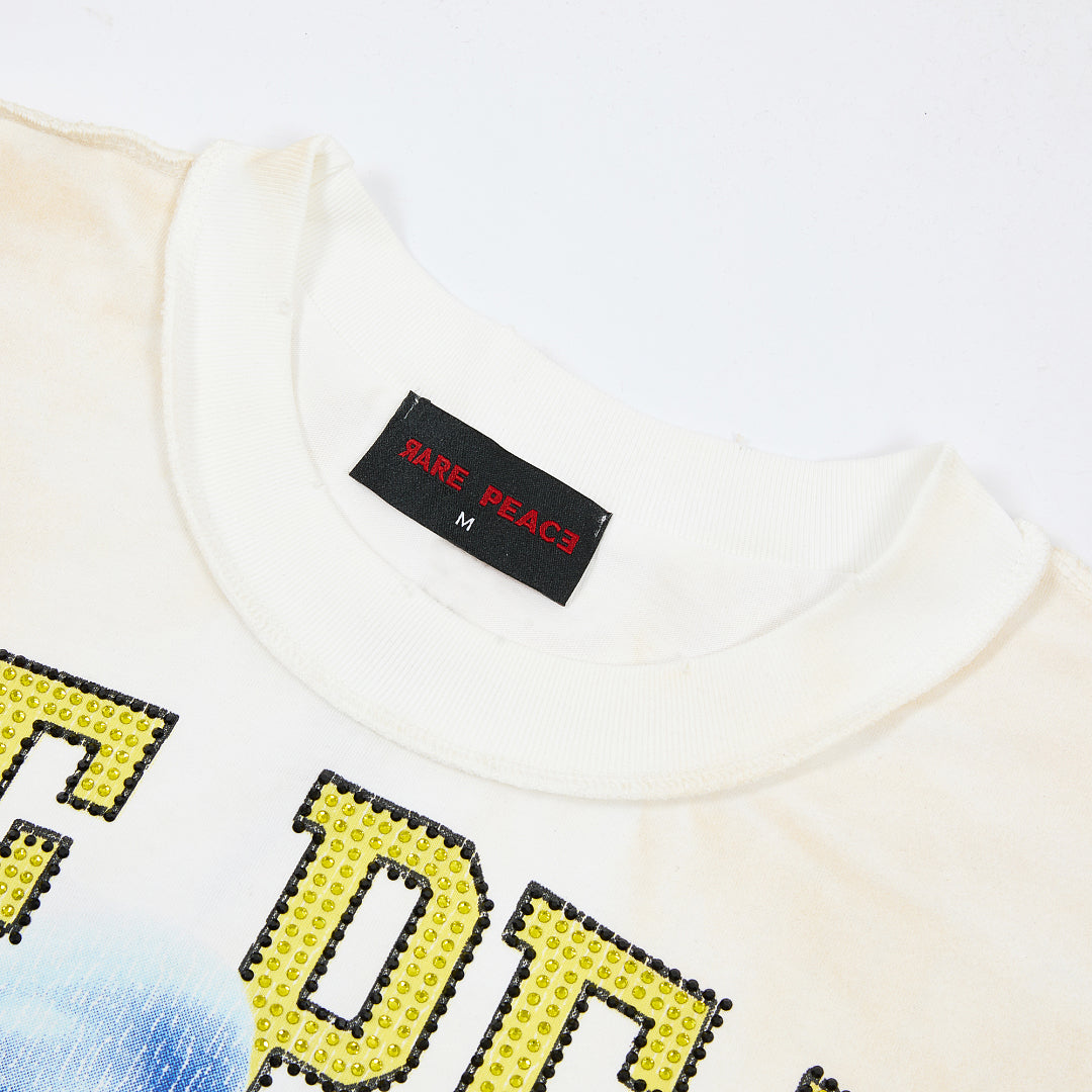 Rare Peace Never Mind The Dark Age 2.0 SOS The End of an Era Crop Tee - Cream