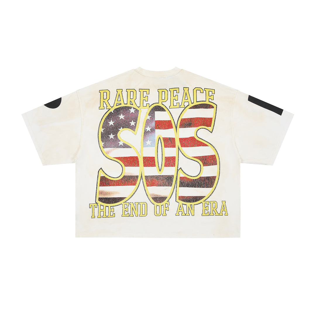 Rare Peace Never Mind The Dark Age 2.0 SOS The End of an Era Crop Tee - Cream