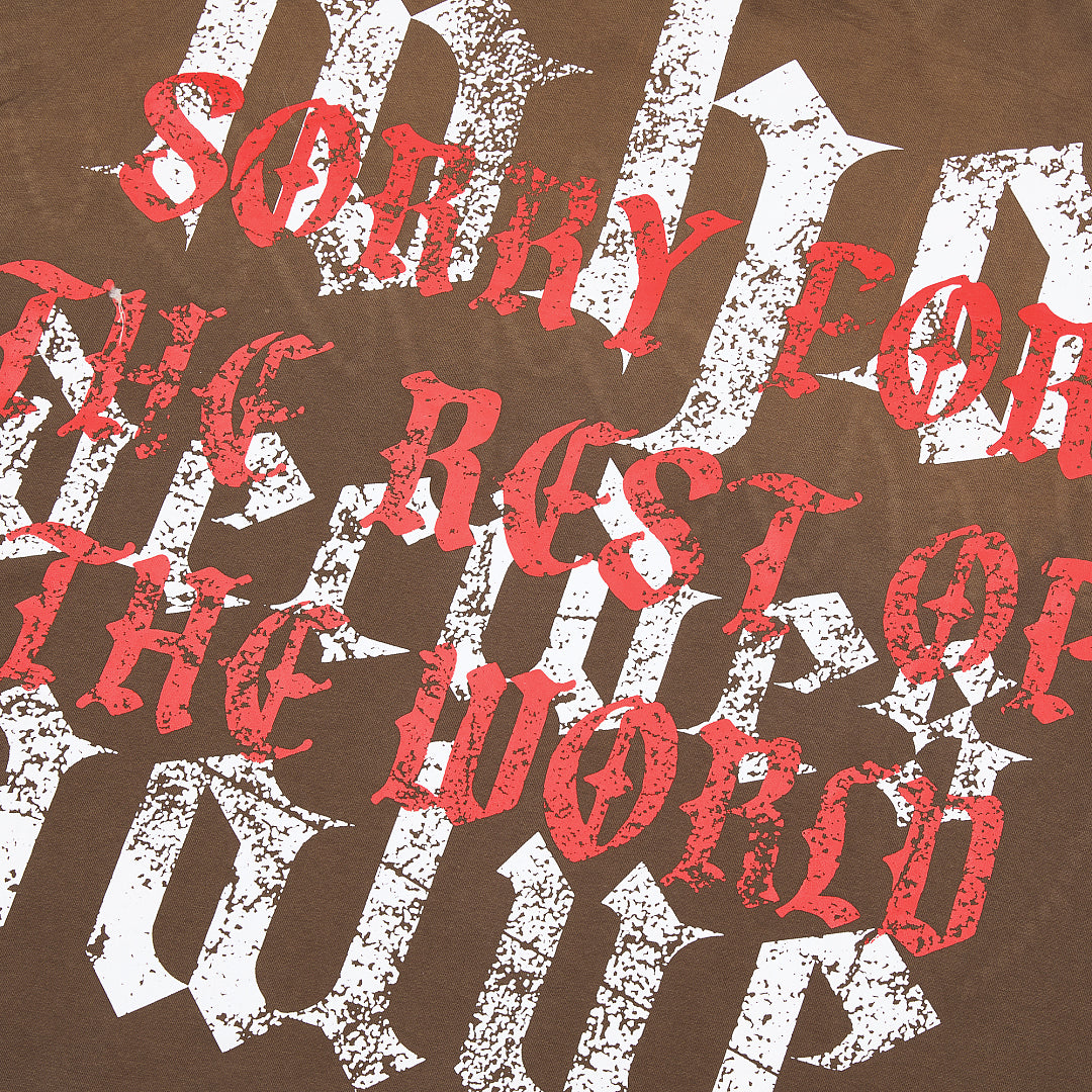 Rare Peace America First Jesus Crown of Thorns Sorry for the Rest of the World Crop Tee - Brown