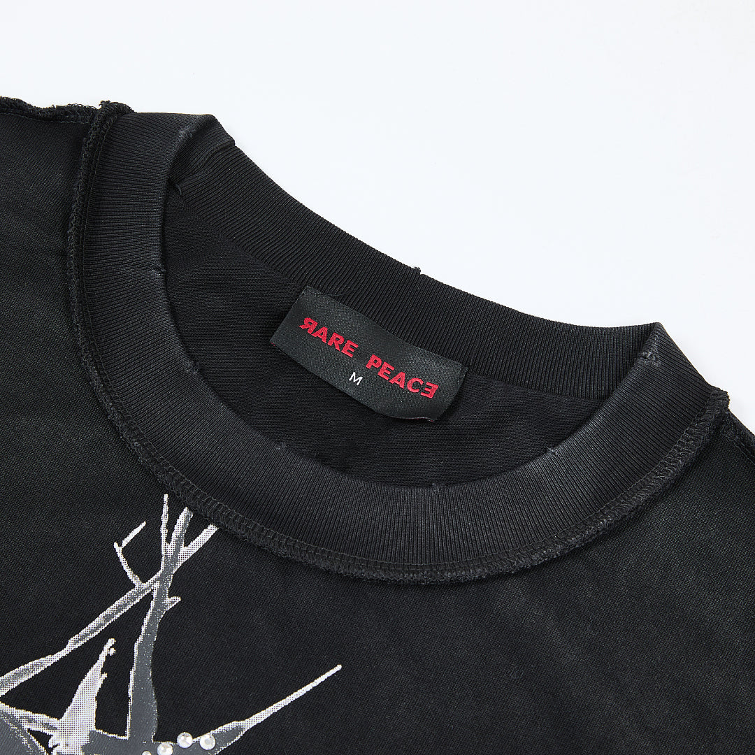 Rare Peace America First Jesus Crown of Thorns Sorry for the Rest of the World Crop Tee - Brown