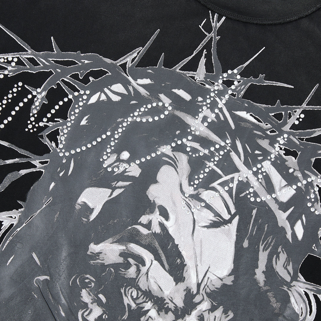 Rare Peace America First Jesus Crown of Thorns Sorry for the Rest of the World Crop Tee - Brown