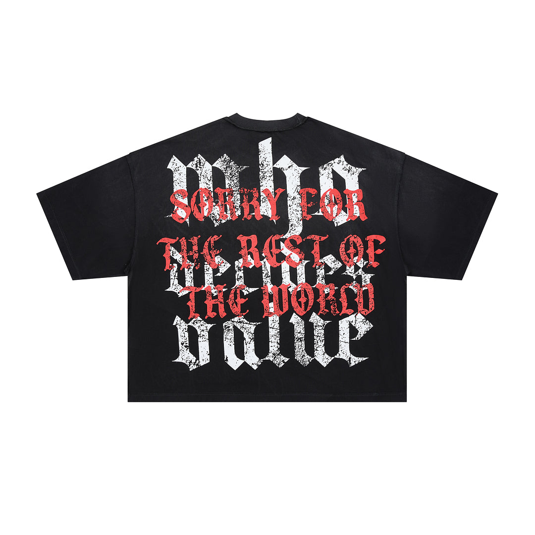 Rare Peace America First Jesus Crown of Thorns Sorry for the Rest of the World Crop Tee - Brown