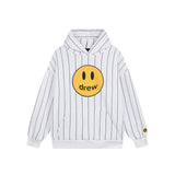 Drew House Mascot Stripe Smiley Logo Unisex Oversized Fleece Hoodie