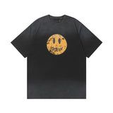 Drew House Distressed Smiley Face Tee, Washed Black
