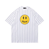 Drew House Striped Smiley Face Tee, Whi