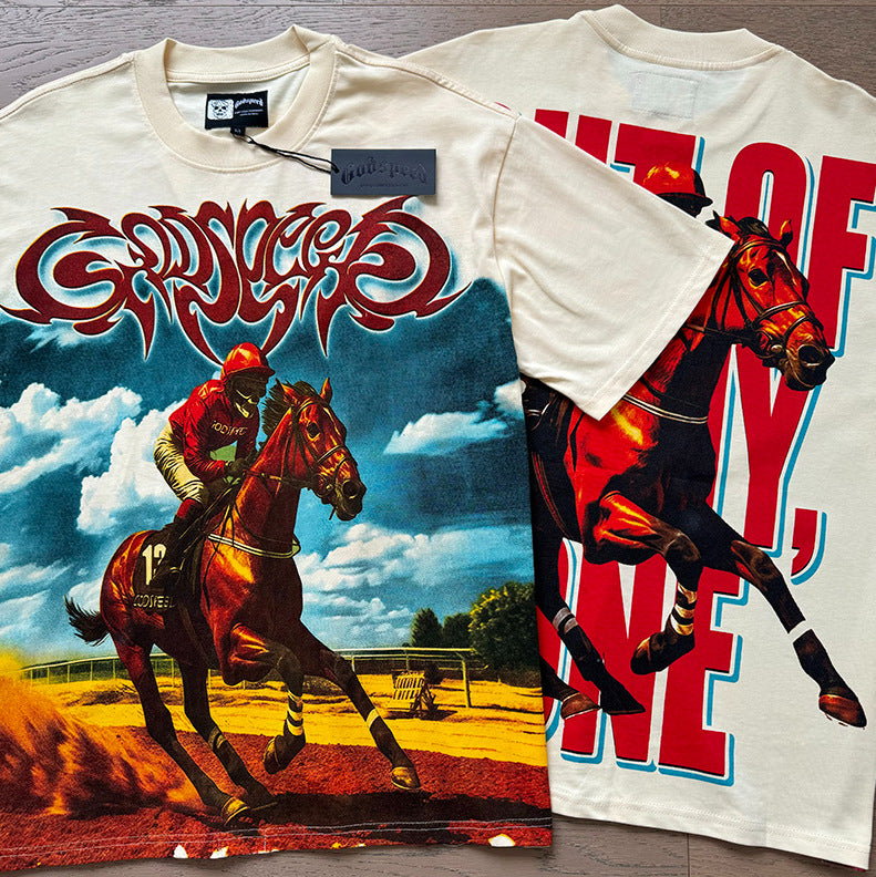 跨境外贸骷髅摇滚乐队复古洗水短袖T恤休闲宽松男女情侣打底衫潮 (69)