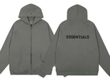 FOG double line heavyweight high street trendy brand hooded sweatshirt with plush loose sweatshirt jacket suitable for men and women, youthful and popular style (42)