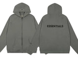 FOG double line heavyweight high street trendy brand hooded sweatshirt with plush loose sweatshirt jacket suitable for men and women, youthful and popular style (42)
