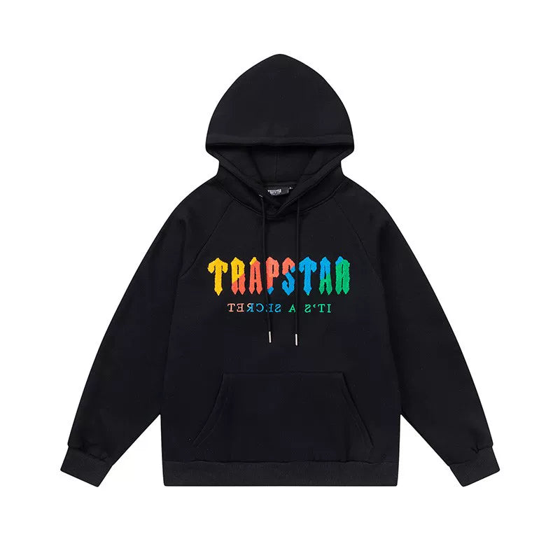 Trapstar autumn and winter casual sports suit hooded sweatshirt pants pullover simple letter drawstring top pants (4)