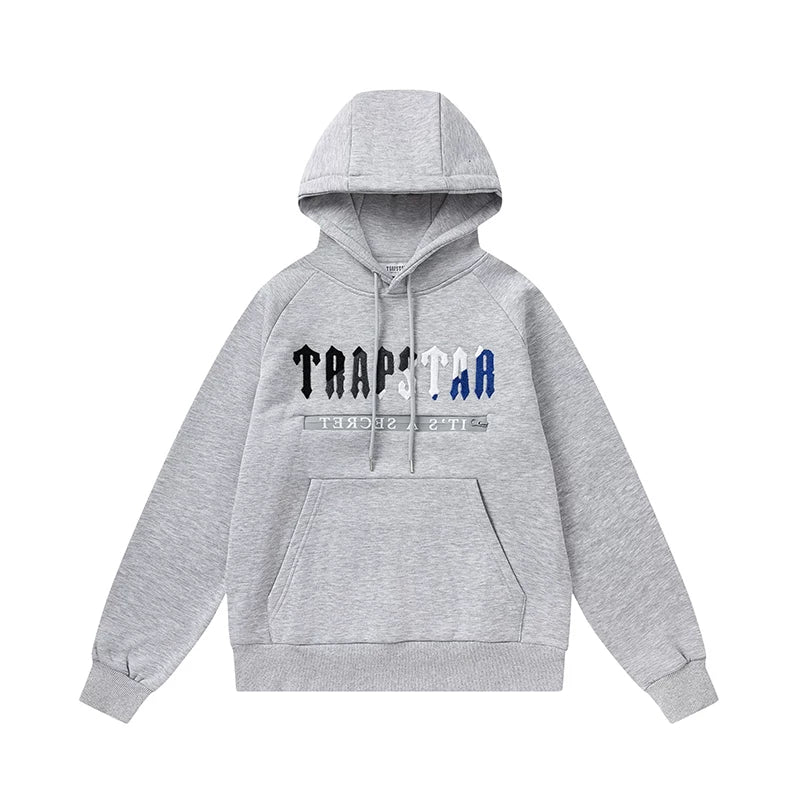 Trapstar autumn and winter casual sports suit hooded sweatshirt pants pullover simple letter drawstring top pants (3)