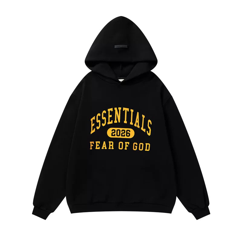 FOG ESSENTIALS American High Street Trendy Brand Sports and Leisure Spring and Autumn Pure Cotton Woolen Hoodie Pants Set for Men (1)