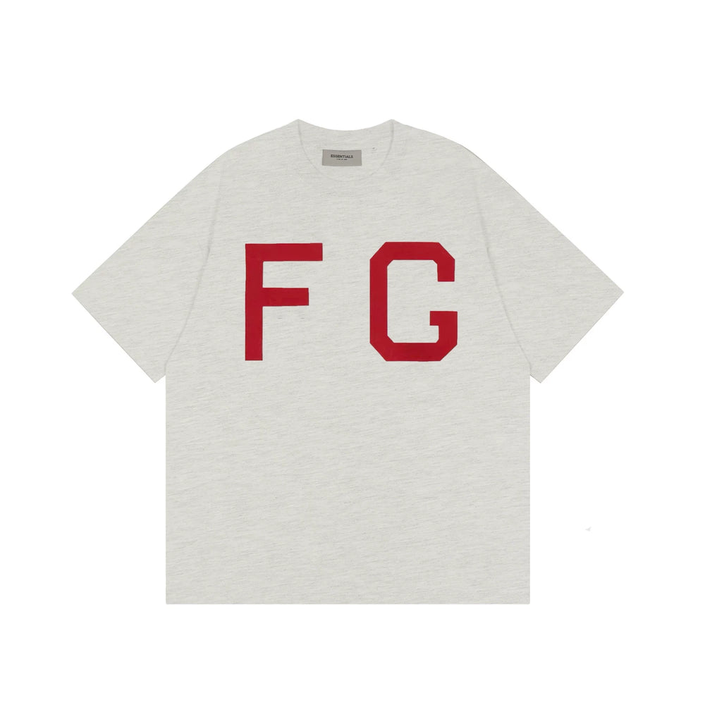 ESSENTIALS Short sleeved T-shirt European and American High Street FOG Double Line Men's and Women's American Trendy Brand Pure Cotton Round Neck Loose Set (23)