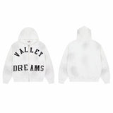 Vale Forever Valley Dreams Rhinestone & Applique Vintage Wash Full-Zip Hoodie white
