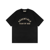 ESSENTIALS Short sleeved T-shirt European and American High Street FOG Double Line Men's and Women's American Trendy Brand Pure Cotton Round Neck Loose Set (20)