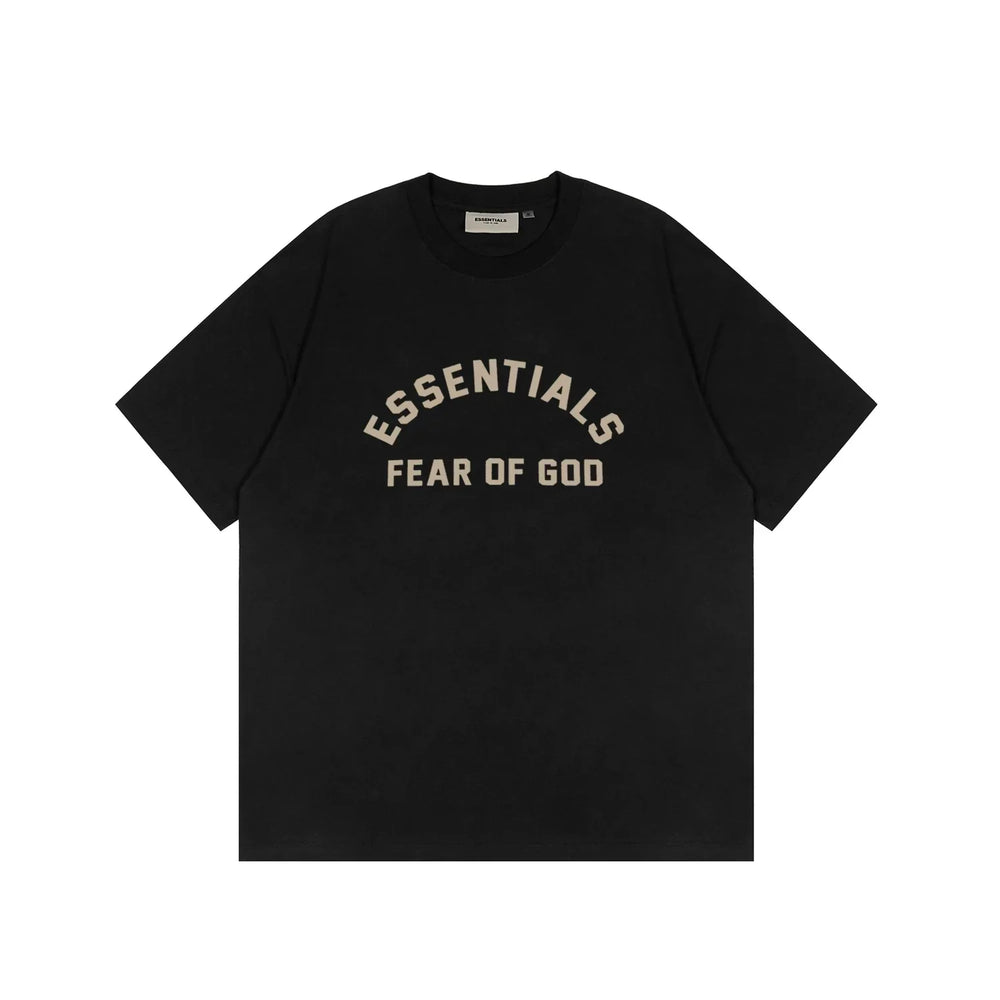 ESSENTIALS Short sleeved T-shirt European and American High Street FOG Double Line Men's and Women's American Trendy Brand Pure Cotton Round Neck Loose Set (21)