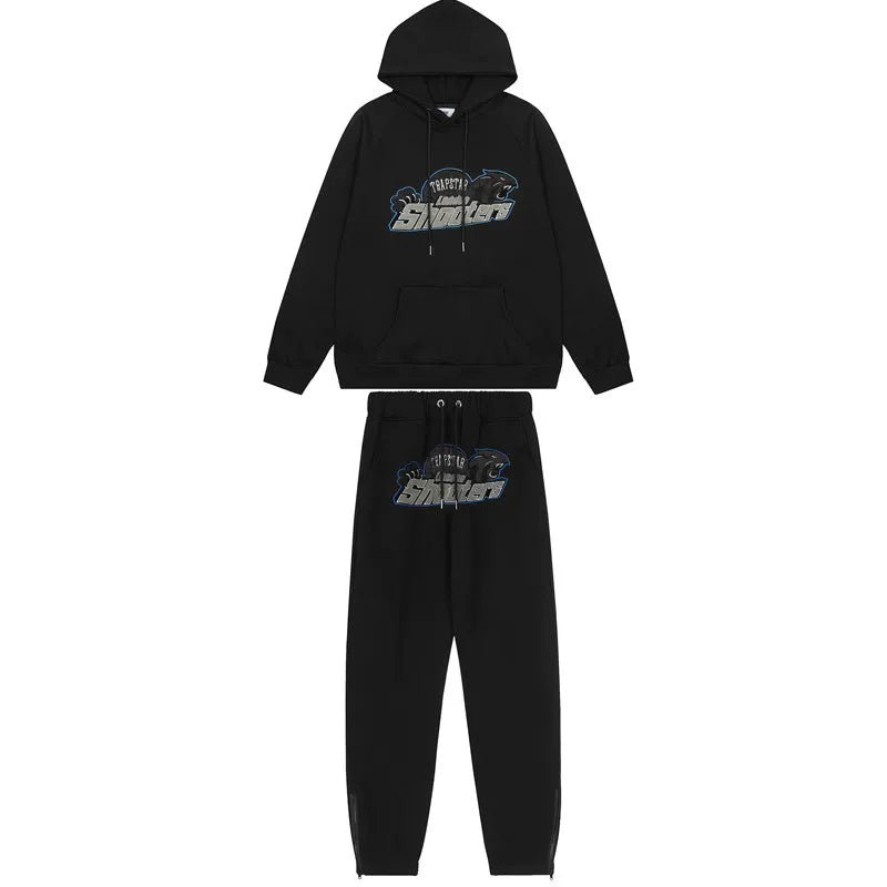 American tide trapstar blue gray tiger head gradient towel embroidered men's and female couple sweater trousers casual set (4)