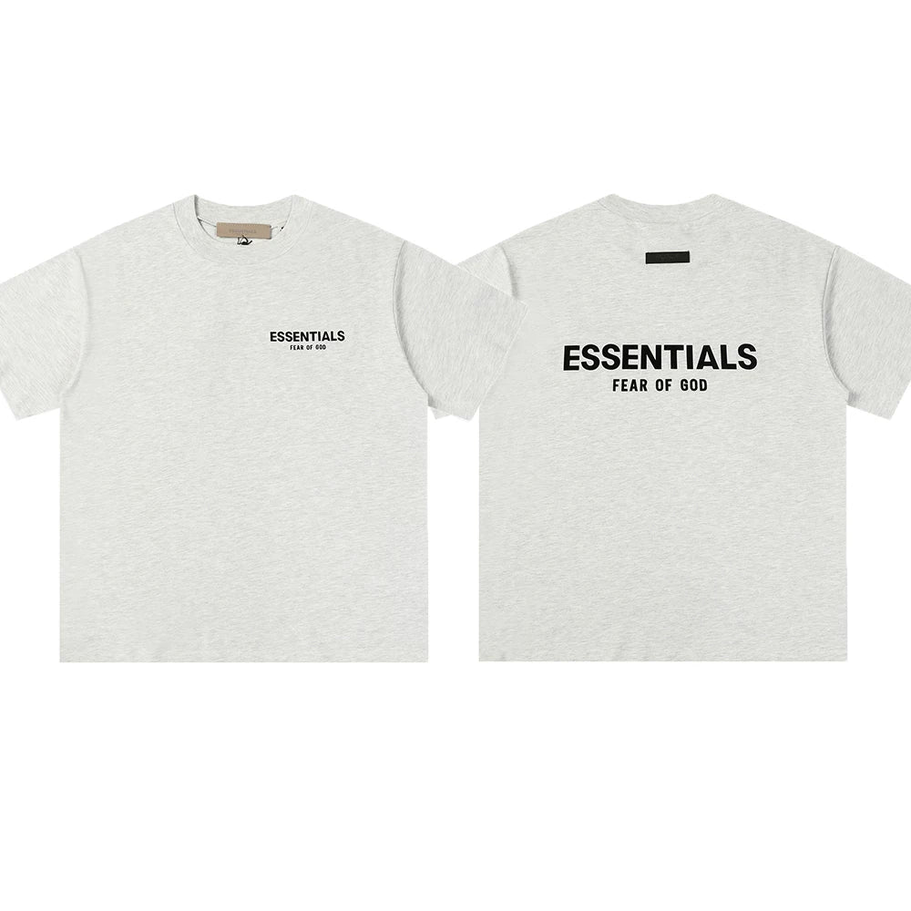 ESSENTIALS Short sleeved T-shirt European and American High Street FOG Double Line Men's and Women's American Trendy Brand Pure Cotton Round Neck Loose Set (11)