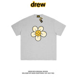 Drew House Daisy Smiley Graphic Oversized Cotton T-Shirt, Light Heather Grey