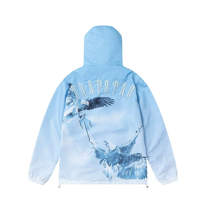 Cross border foreign trade autumn and winter Trapstar letter embroidery eagle zipper windbreaker hooded windbreaker men's and women's jacket jacket (1)