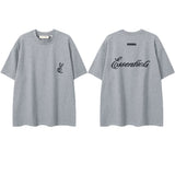 ESSENTIALS Short sleeved T-shirt European and American High Street FOG Double Line Men's and Women's American Trendy Brand Pure Cotton Round Neck Loose Set (40)