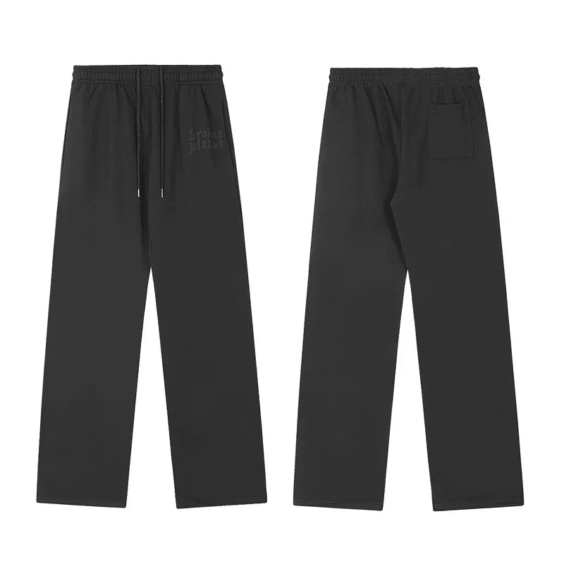 Broken Planet Black Tonal Logo Wide Leg Sweatpants