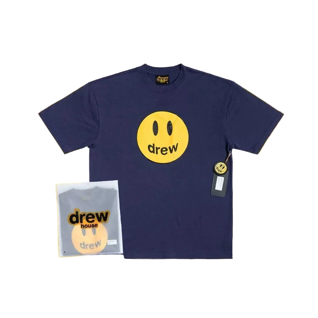 Drew House Smiley Face Short Sleeve T‑Shirt, Navy Blue