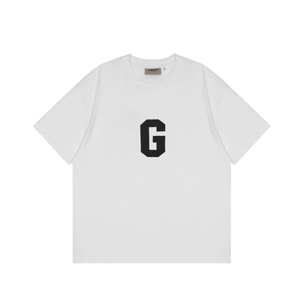 ESSENTIALS Short sleeved T-shirt European and American High Street FOG Double Line Men's and Women's American Trendy Brand Pure Cotton Round Neck Loose Set (63)