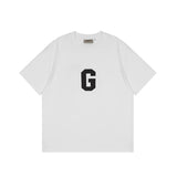 ESSENTIALS Short sleeved T-shirt European and American High Street FOG Double Line Men's and Women's American Trendy Brand Pure Cotton Round Neck Loose Set (63)