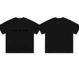 ESSENTIALS Short sleeved T-shirt European and American High Street FOG Double Line Men's and Women's American Trendy Brand Pure Cotton Round Neck Loose Set (32)