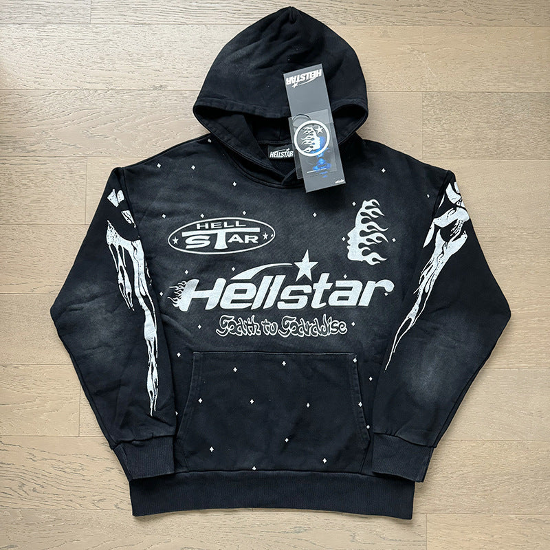 跨境美式潮牌连帽宽松男连帽卫衣外贸街头休闲外套女帽衫长裤套装 (2)