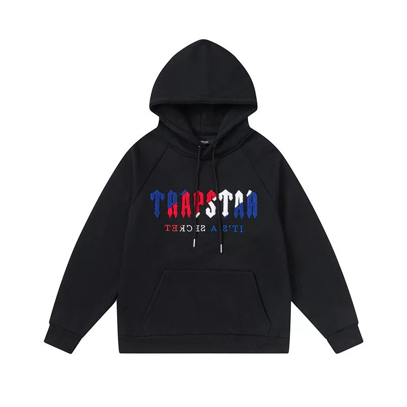 Trapstar autumn and winter casual sports suit hooded sweatshirt pants pullover simple letter drawstring top pants (7)