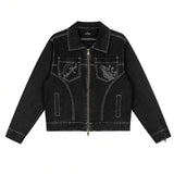 Broken Planet Contrast Stitch Denim Co-ord Set - Black Washed