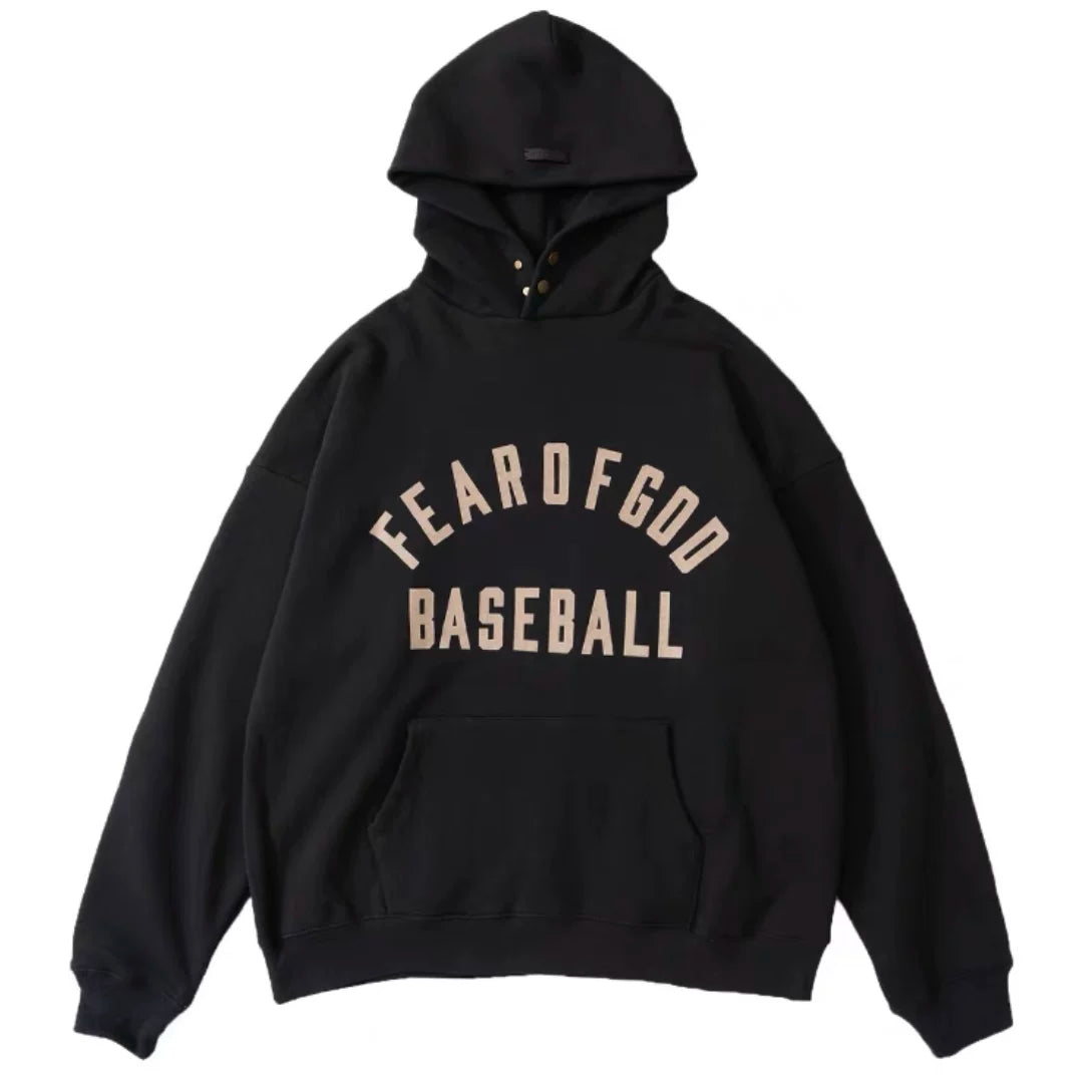 FOG double line heavyweight high street trendy brand hooded sweatshirt with plush loose sweatshirt jacket suitable for men and women, youthful and popular style (30)